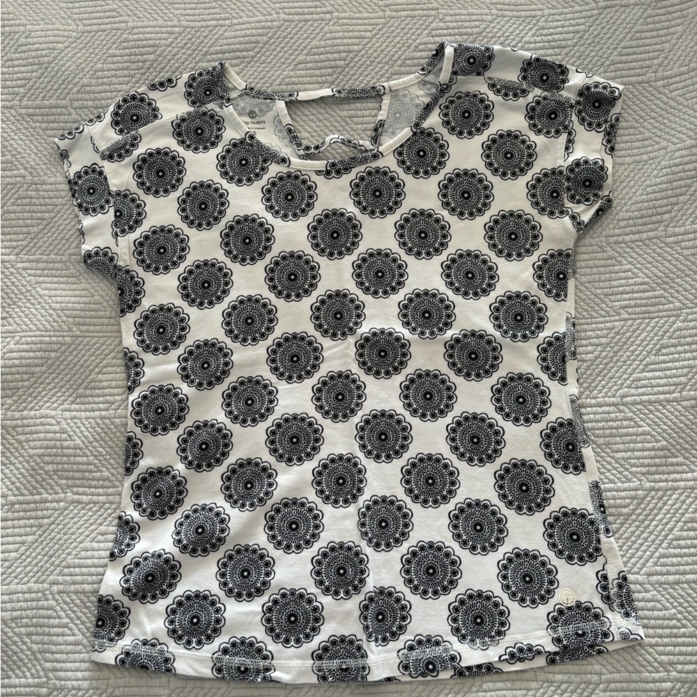 Talbots Cap Sleeve Tee with Back V Neck Cutout